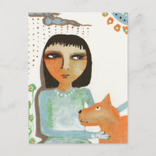 Postal Chica y perro