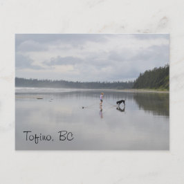 Postal Chica y perro en la playa