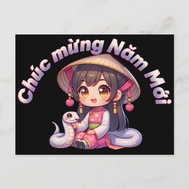 Postal Chica y serpiente vietnamita de Año Nuevo (Anverso)