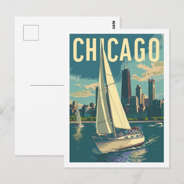 Postal Chicago America Vintage Famage Travel Place (Anverso / Reverso)
