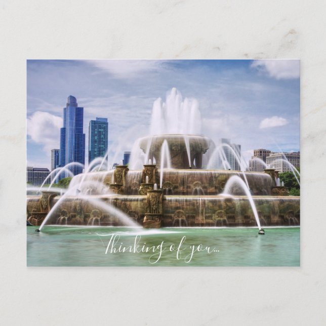Postal Chicago Buckingham Pensando En Usted Postcard (Anverso)