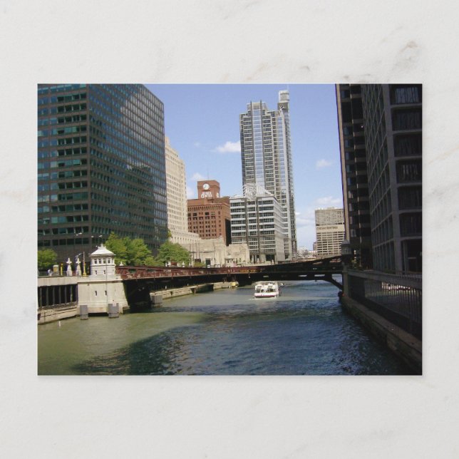 Postal Chicago central junto al río (Anverso)