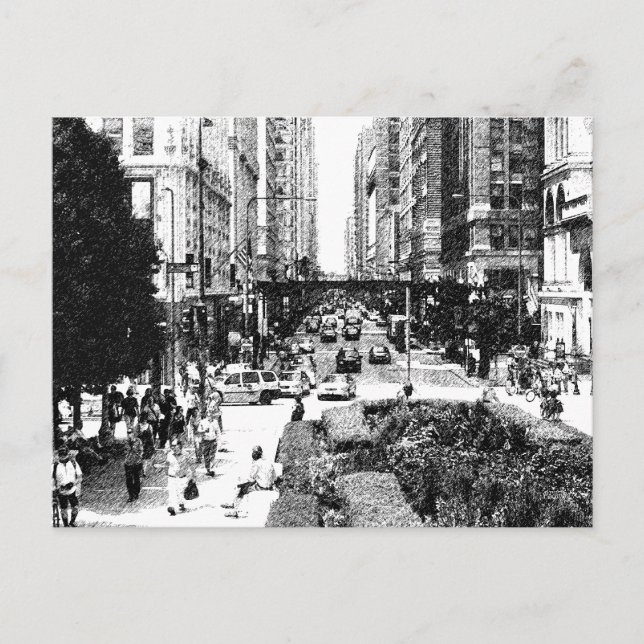 Postal Chicago, Chicago - en blanco y negro (Anverso)