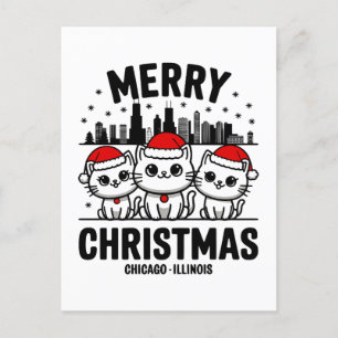 Postal Chicago City Illinois Feliz Navidad USA