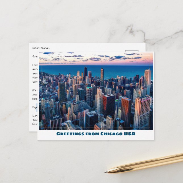 Postal Chicago con el lago Michigan (Anverso/Reverso In Situ)