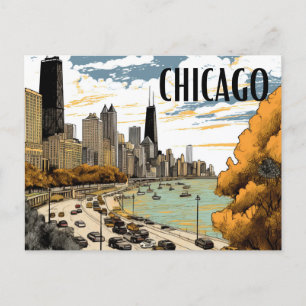 Postal Chicago con estilo vintage