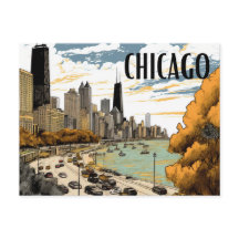 Postal Chicago con estilo vintage