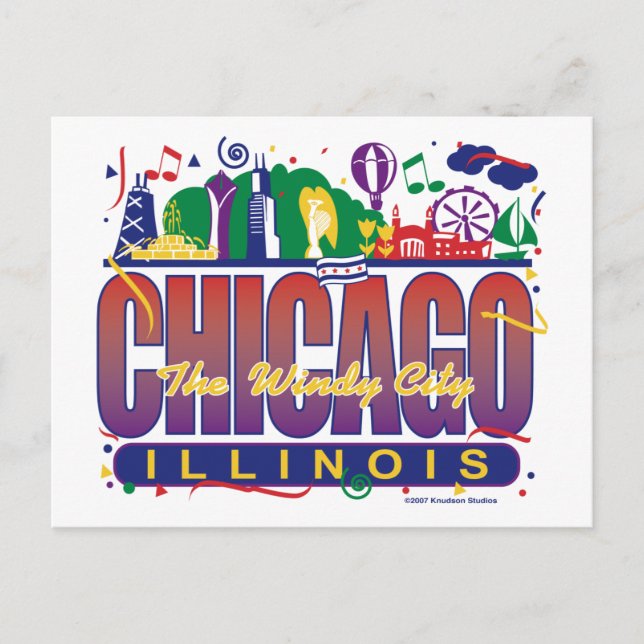 Postal Chicago-Confetti (Anverso)