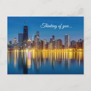 Postal Chicago Dawn Cityscape Pensando En Usted Postcard