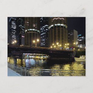 Postal Chicago de noche - Al río