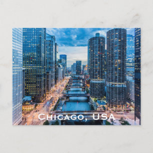 Postal Chicago, EE. UU. Publicidad de viajes turísticos a