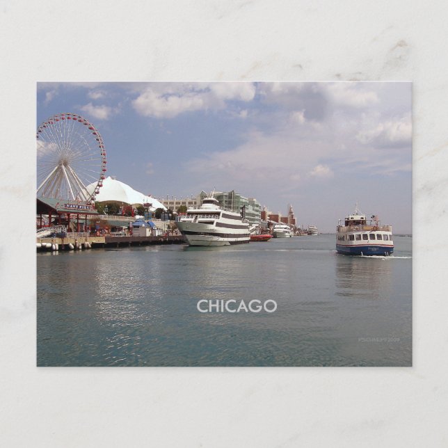 Postal Chicago: En el muelle de la Marina (Anverso)
