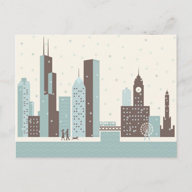Postal Chicago en invierno (Anverso)