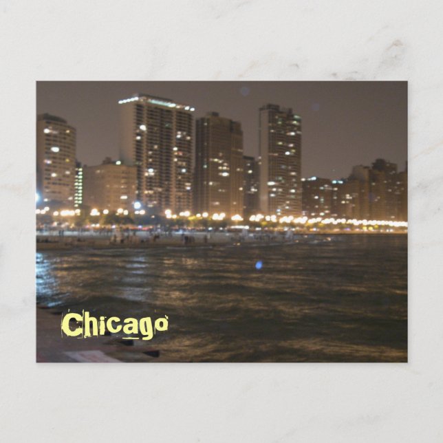 Postal Chicago en la noche (Anverso)