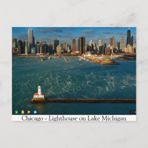 Postal Chicago — Faro en el lago Michigan