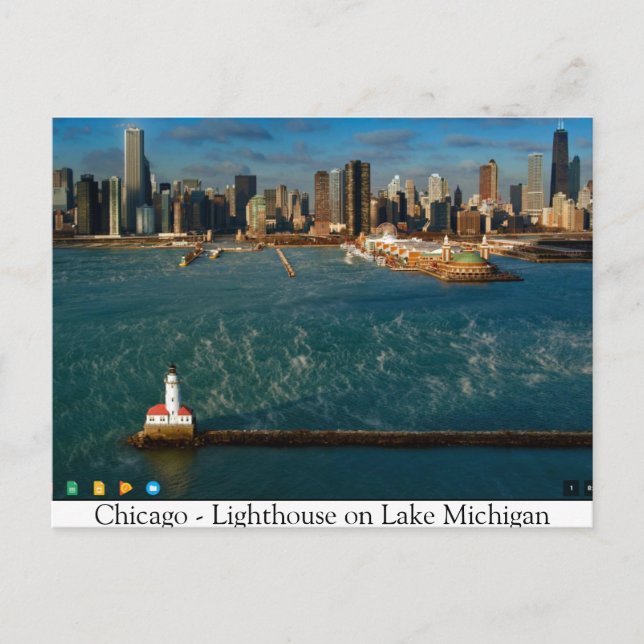 Postal Chicago — Faro en el lago Michigan (Anverso)