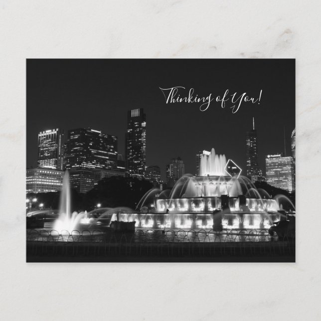 Postal Chicago Grant Park Grayscale Pensando En Ti (Anverso)
