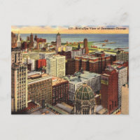 Chicago IL, Bird's Eye View 1943 Vintage Style