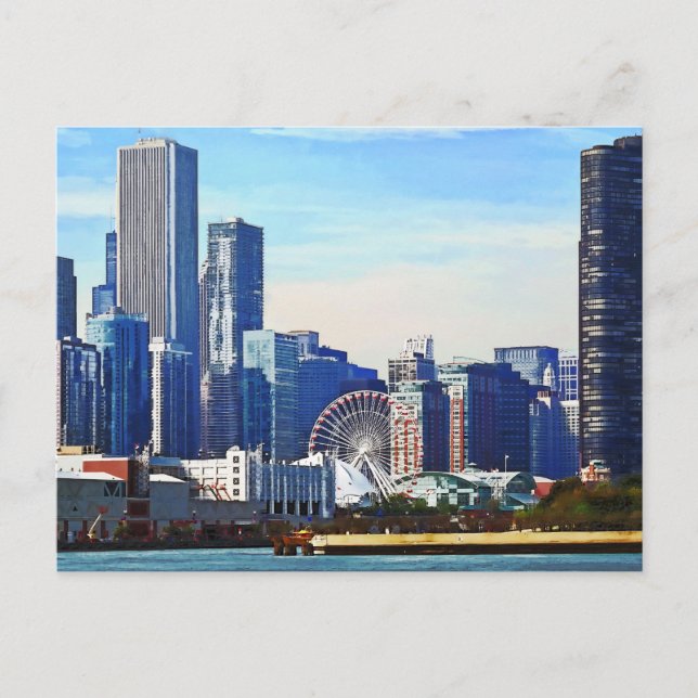 Postal Chicago IL - Chicago Skyline and Navy Pier (Anverso)