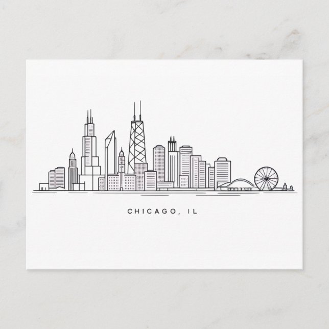 Postal Chicago IL Cityscape Illustration (Anverso)