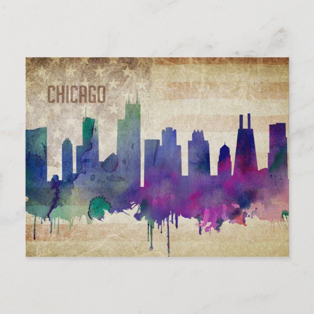 Postal Chicago, IL | Esquina acuática de la ciudad (Anverso)