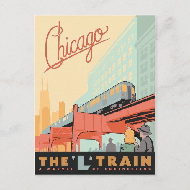 Postal Chicago, IL - Tren "L" (Anverso)