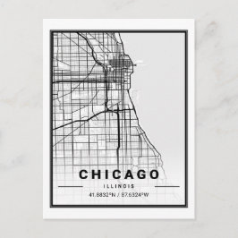 Postal Chicago Illinois Carolina EE.UU. Mapa de ciudades 