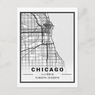 Postal Chicago Illinois Carolina EE.UU. Mapa de ciudades