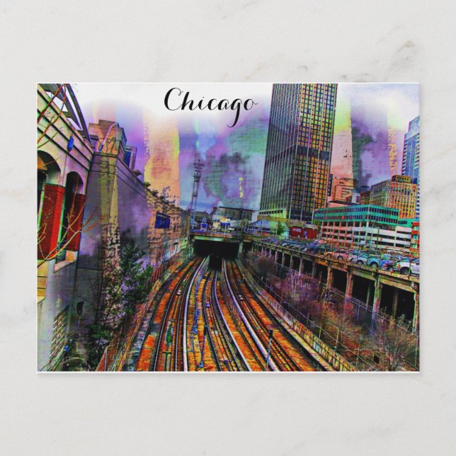 Postal Chicago Illinois Colorful Abstract City (Anverso)