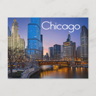 Postal Chicago, Illinois De Noche Estados Unidos