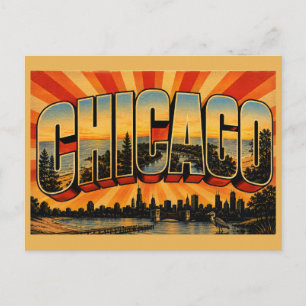 Postal Chicago Illinois Lago Michigan River Playas Arte