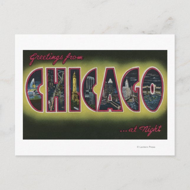 Postal Chicago, Illinois (Nocturno) (Anverso)