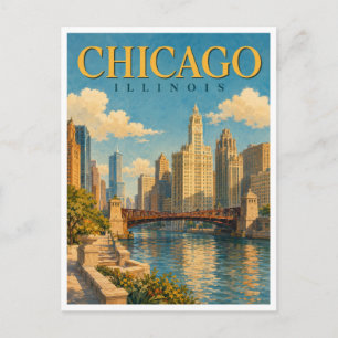 Postal Chicago Illinois Río Chicago GeoSaga