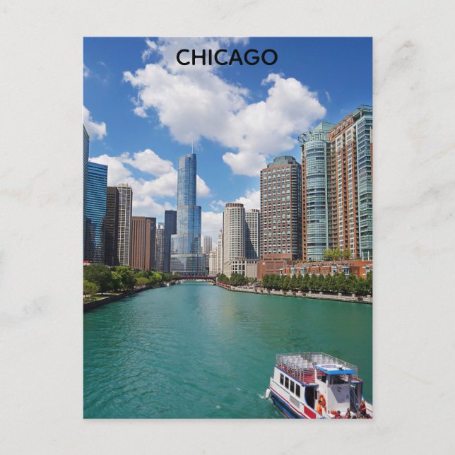 Postal Chicago Illinois River CIty Skyline Travel Photo (Anverso)
