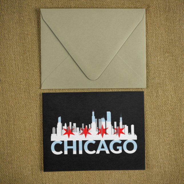 Postal Chicago Illinois Silhouette 4 Estrellas Viaje de V (chicago 4 stars skyline postcard)