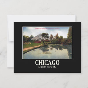 Postal Chicago, Lincoln Park 1910 Vintage Inspired