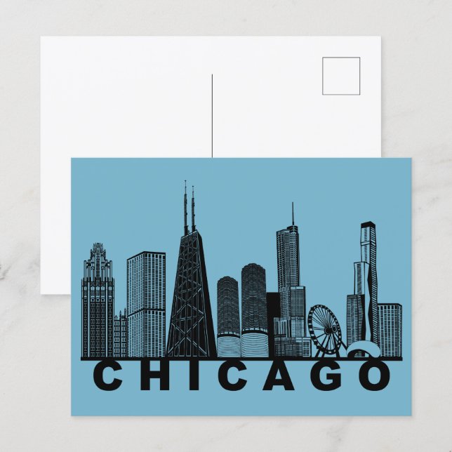 Postal Chicago Postcard – Iconic Skyline Silhouette  (Anverso / Reverso)