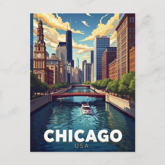 Postal Chicago River Skyline Boat Tour (Anverso)