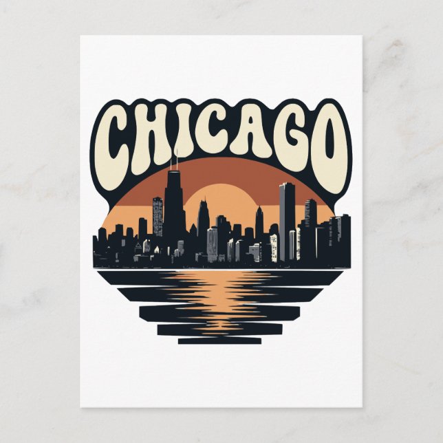Postal Chicago Skyline Lake Michigan Vintage Willis Tower (Anverso)