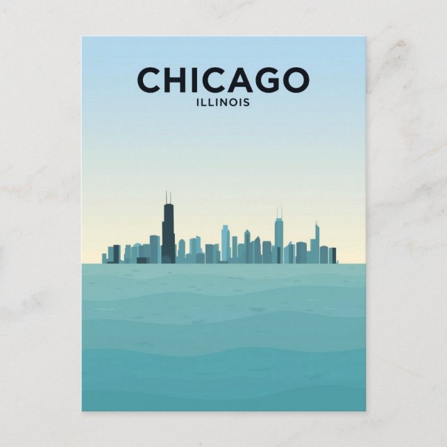 Postal Chicago Skyline Over Lake (Anverso)