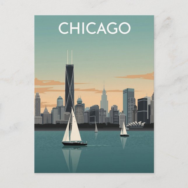 Postal Chicago Skyline Sailboats (Anverso)