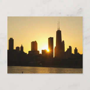 Postal Chicago Skyline Sunset