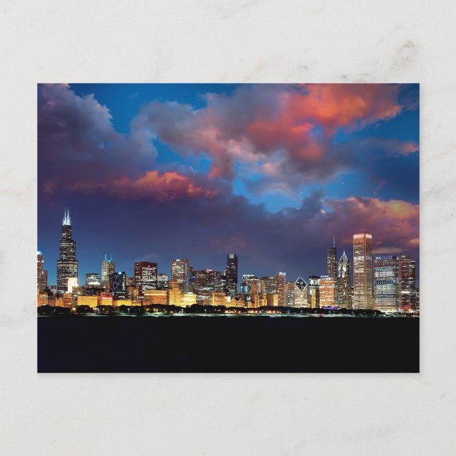 Postal Chicago Skyline Sunset (Anverso)