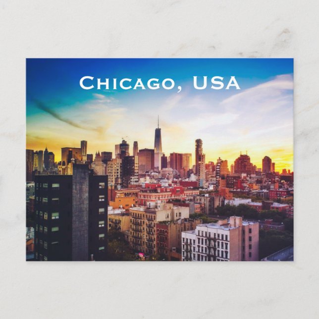 Postal Chicago, USA Vintage Travel Tourism Add (Anverso)