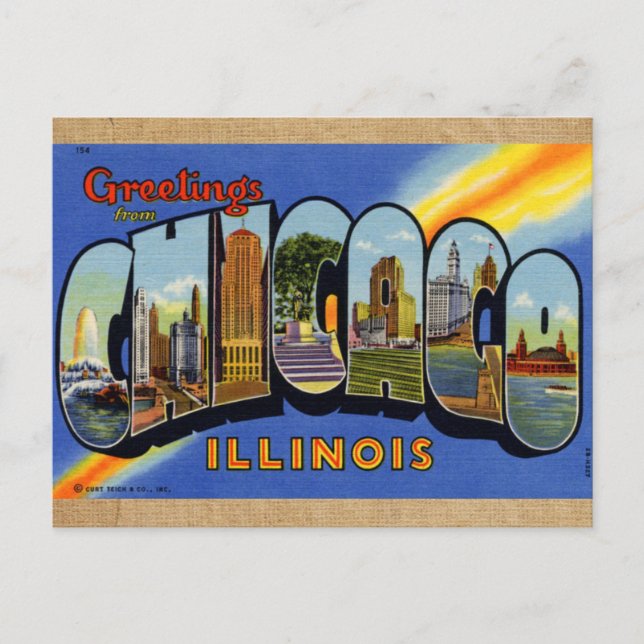 Postal Chicago Vintage Style Travel Postcard Big City! (Anverso)