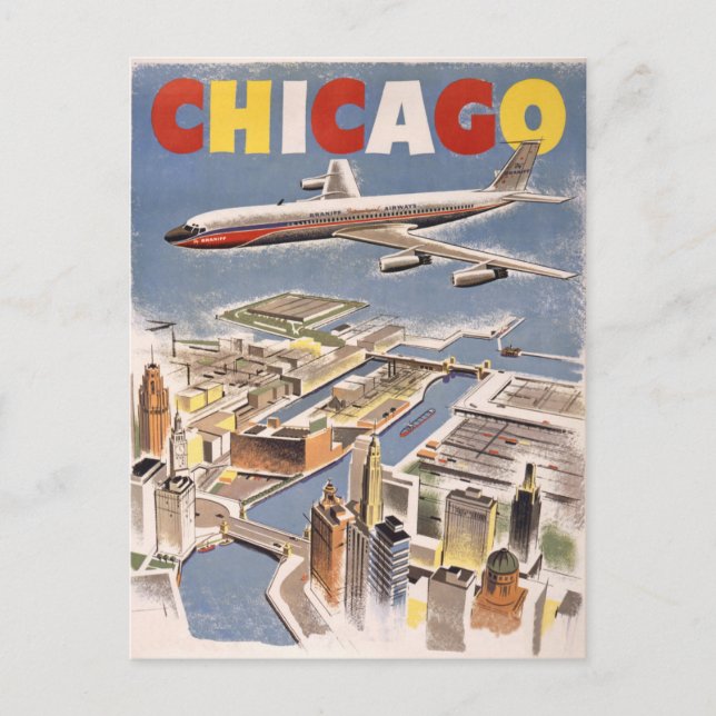 Postal Chicago Vintage Travel  (Anverso)