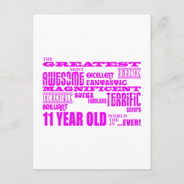 Postal Chicas 11º cumpleaños: el mayor rosado de 11 años (Anverso)
