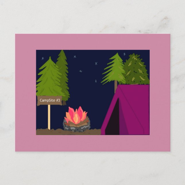 Postal Chicas acampando (Anverso)