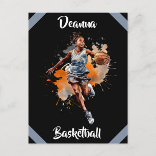 Postal Chicas Baloncesto acuarela personalizada