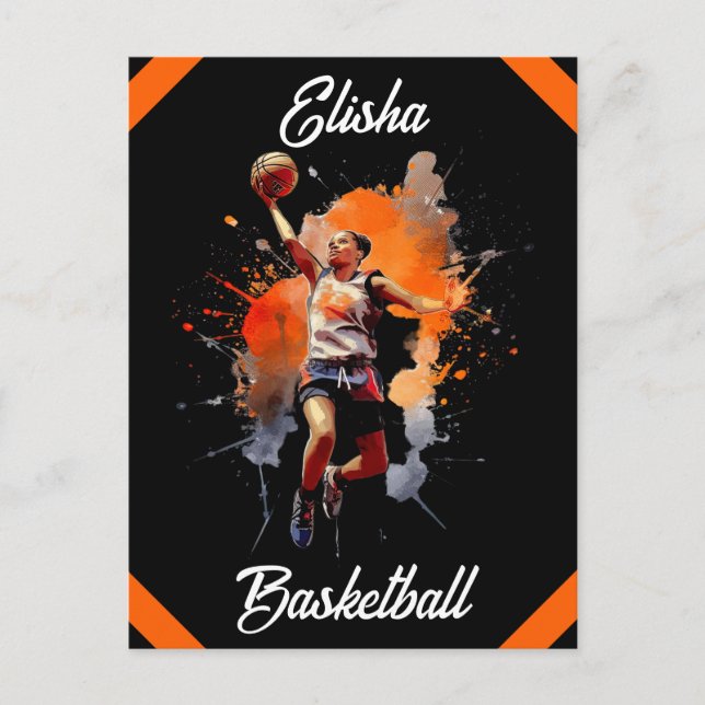 Postal Chicas Baloncesto acuarela personalizada (Anverso)
